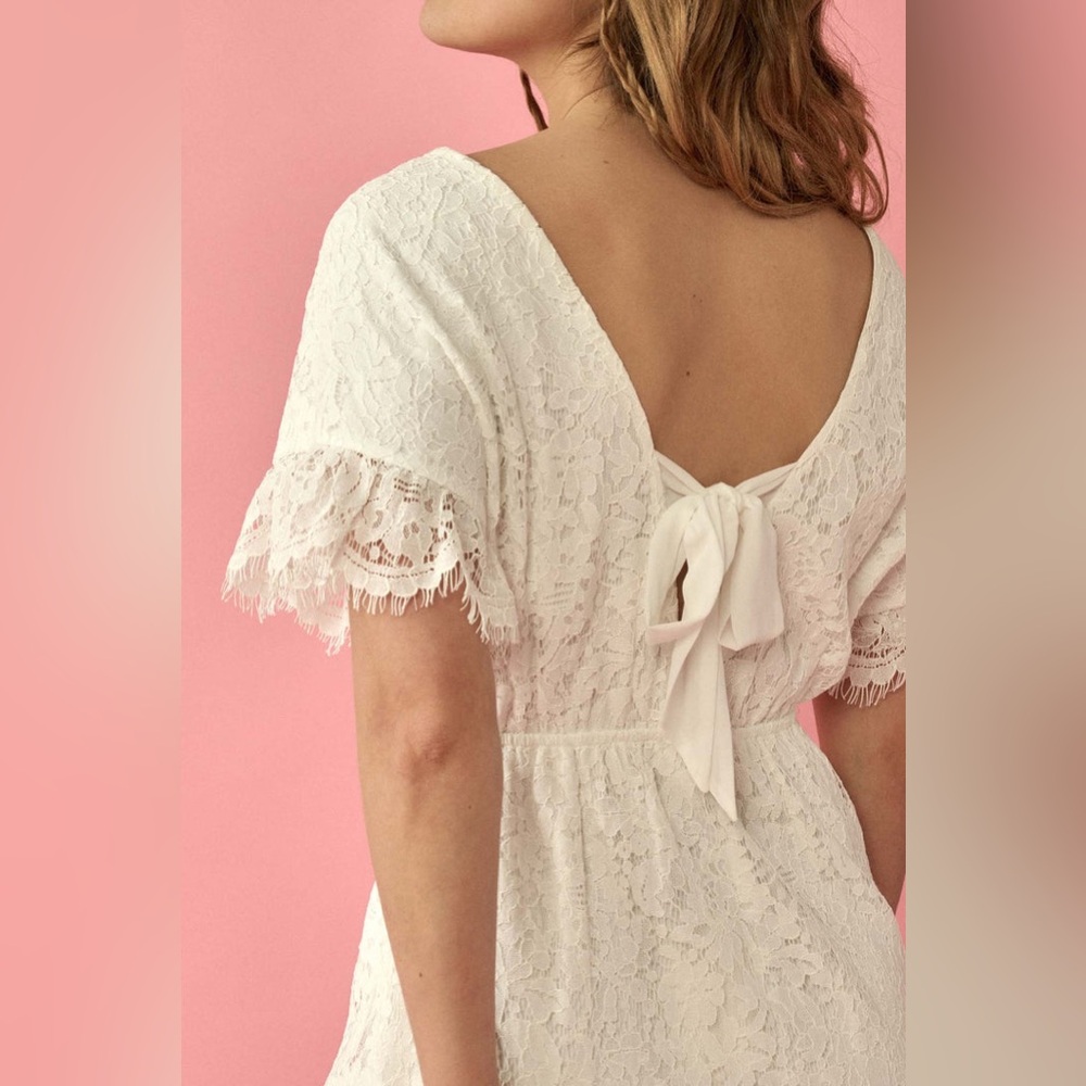 PROMESA Faithfully Yours White Empire Waist Lace Maxi Dress Size Small